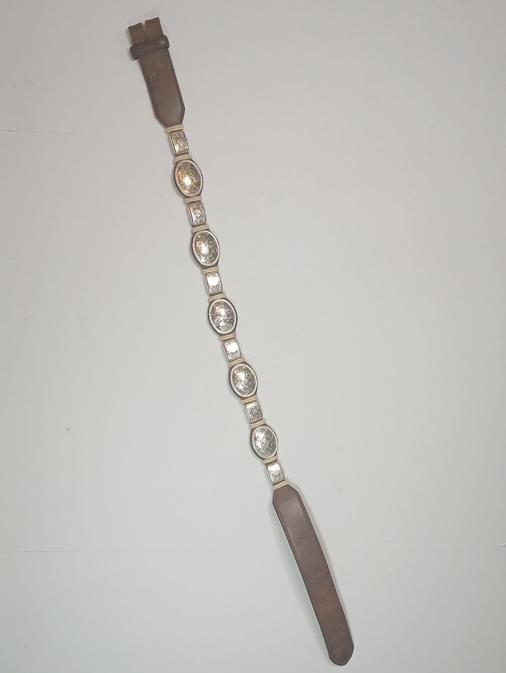 Justin's 726BD Silver-Tone Metal Detailed Brown Leather Link Belt